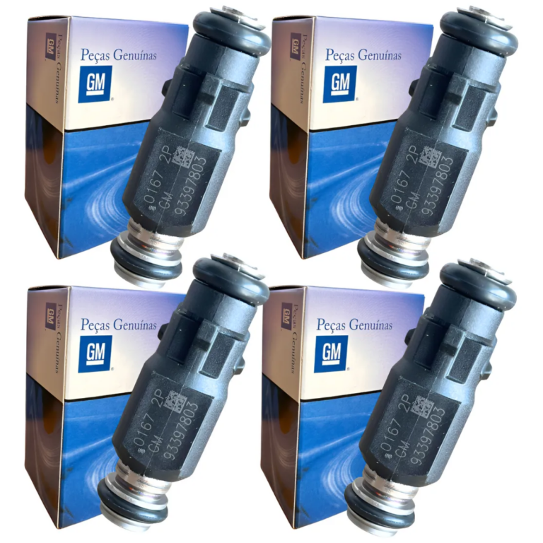 Injetores de combustível GM genuínos com embalagens originais — conjunto de quatro peças automóveis.